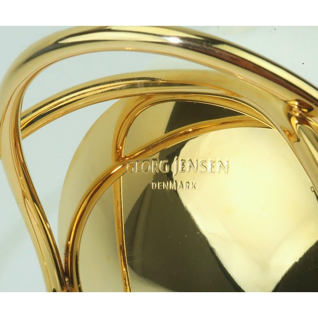 Georg Jensen Gold Glow Candle Holder With Box For Sale - Image 9 of 11