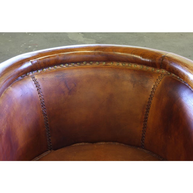 Wood Vintage Leather Club Chairs, 1920s, Set of 2 For Sale - Image 7 of 15