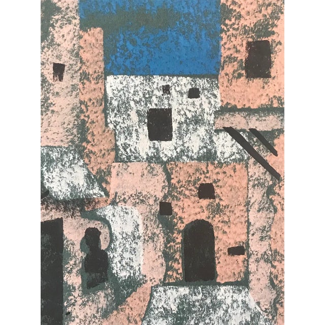 1960s Vintage Modernist Painting of a Italian Mediterranean Village by Cirno Sergio Bissi For Sale - Image 5 of 8