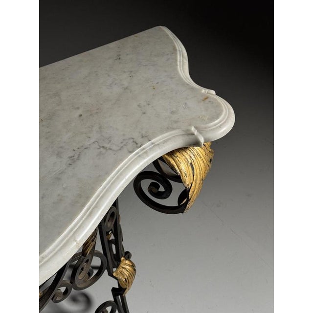 Wrought Iron and Marble Console Table, 1950s For Sale - Image 16 of 18