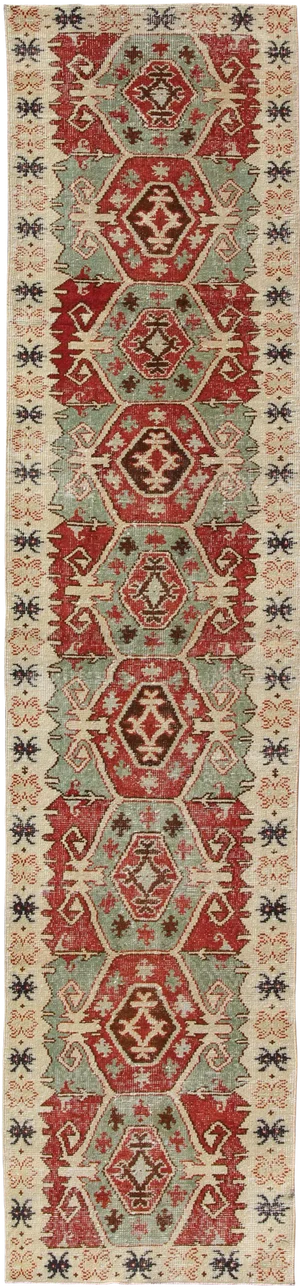Keivan Woven Arts, Tu-Mtu-3359, 1950s Vintage Turkish Oushak Runner Rug - 2′11″ × 12′1″