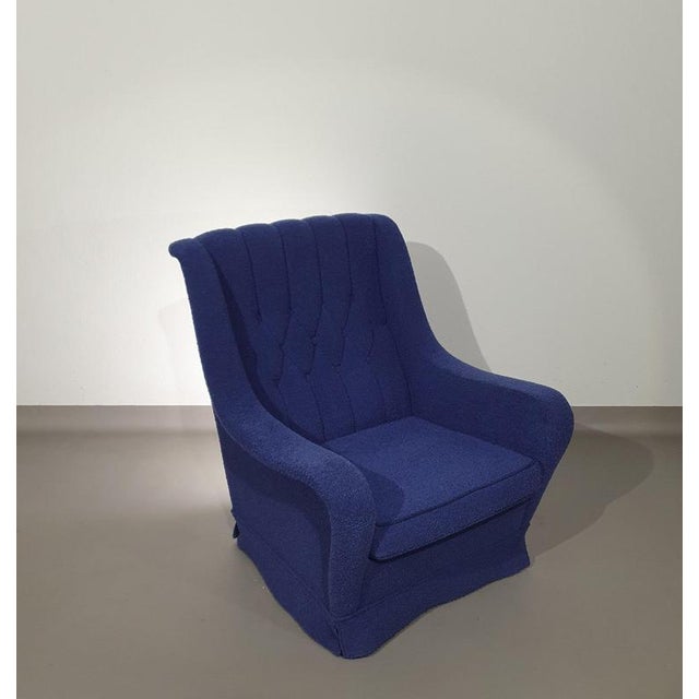 Vintage Lounge Chair in Blue Wool and Boucle, 1970s For Sale - Image 6 of 16