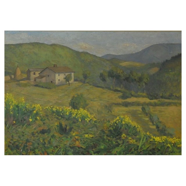 Giovanni Malesci, View of Vicchio Mugello, 1914, Oil on Panel For Sale