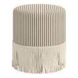 Stoffer Home x Cloth & Company Ann Ottoman in Jane Stripe Burlap For Sale