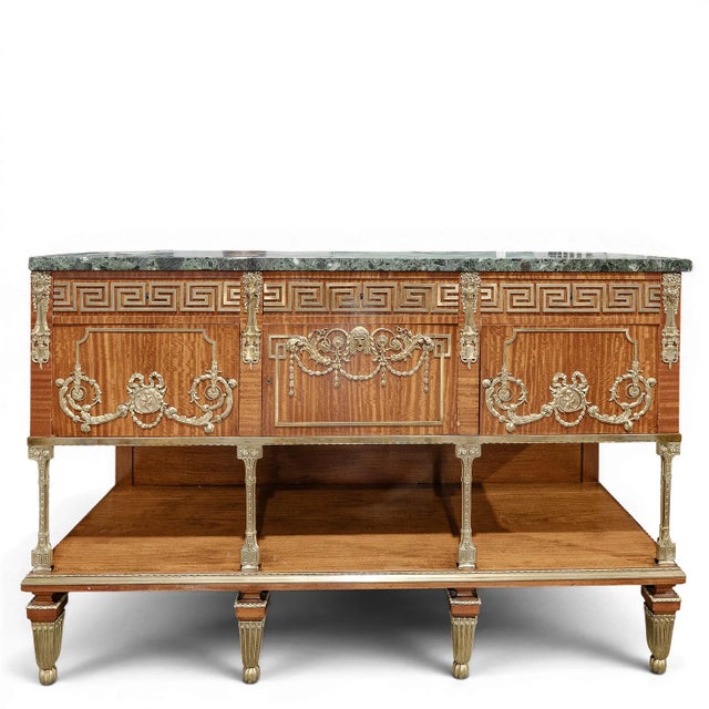 Pair of French Antique Satinwood Marble Top Servers, Sideboard. For Sale - Image 11 of 14
