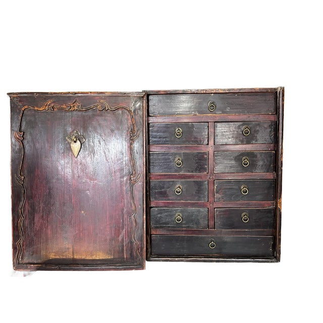 Wood Small Chinese Antique Apothecary Cabinet With Front Closing Door For Sale - Image 7 of 7