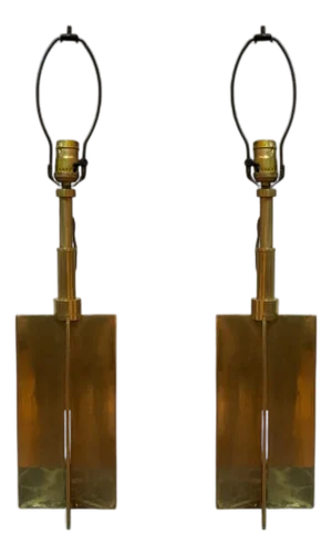 Pair of Jean Michel Frank Style, Mid-Century Modern, Bronze, Table Lamps, 1970s