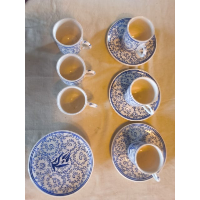 Vintage Hand Made Blue and White Turkish Coffee /Espresso Cups - 12pcs For Sale - Image 6 of 8