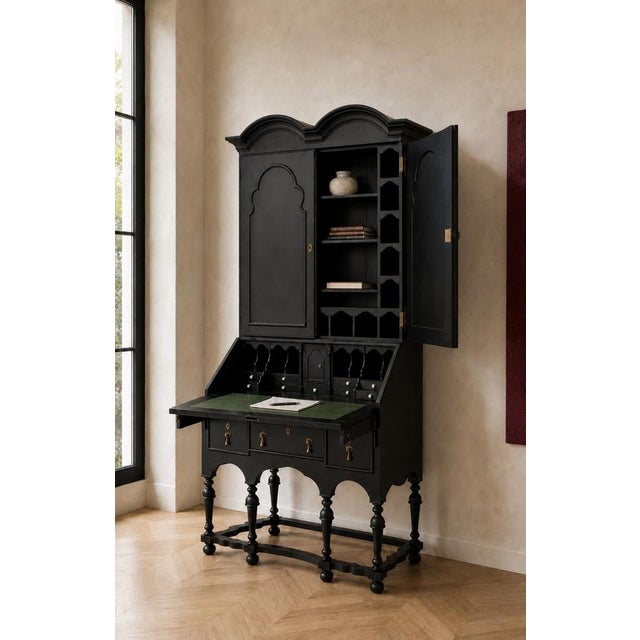 19th Century English Writing Desk in Black Lacquer For Sale - Image 6 of 9