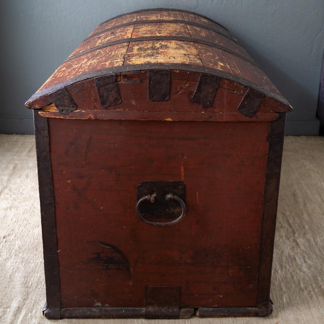 Large 19th Century Domed Immigrant Coffer Trunk Dated Modd 1854 For Sale - Image 16 of 18