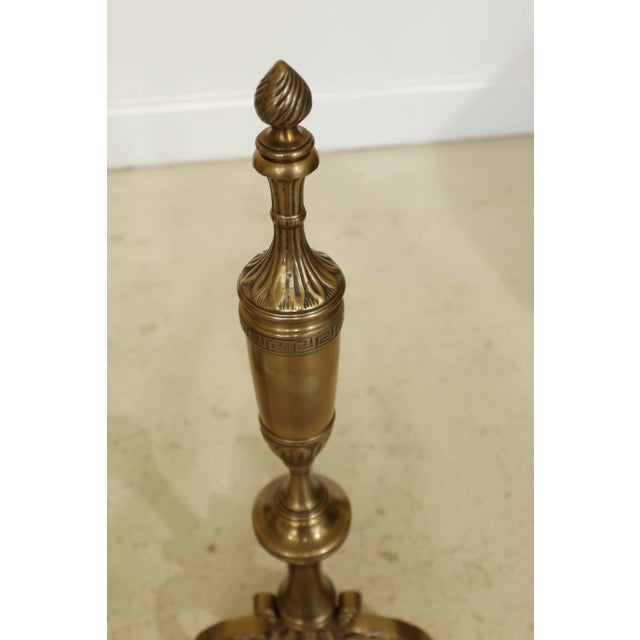 Traditional Greek Design Solid Brass Fireplace Andirons - a Pair For Sale - Image 3 of 9