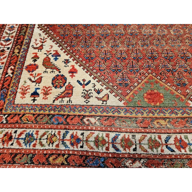 Red Vintage Malayer Area Rug, Hand-Knotted Wool, Tribal Paisley Pattern, 4x7, Burgundy & Ivory For Sale - Image 8 of 12