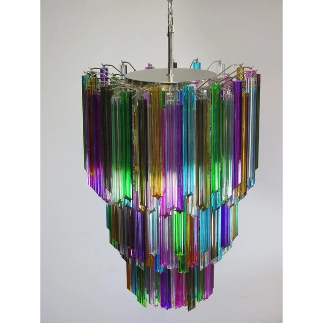 Large Multi Colored Murano Glass Chandelier, 1982 For Sale - Image 3 of 12