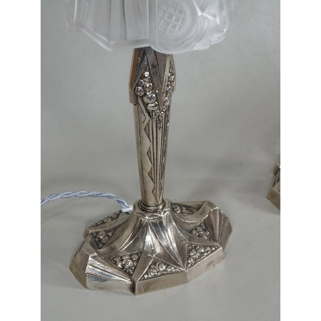 French Art Deco Table Lamp by Ejg Jean Gauthier - A Pair For Sale - Image 6 of 11
