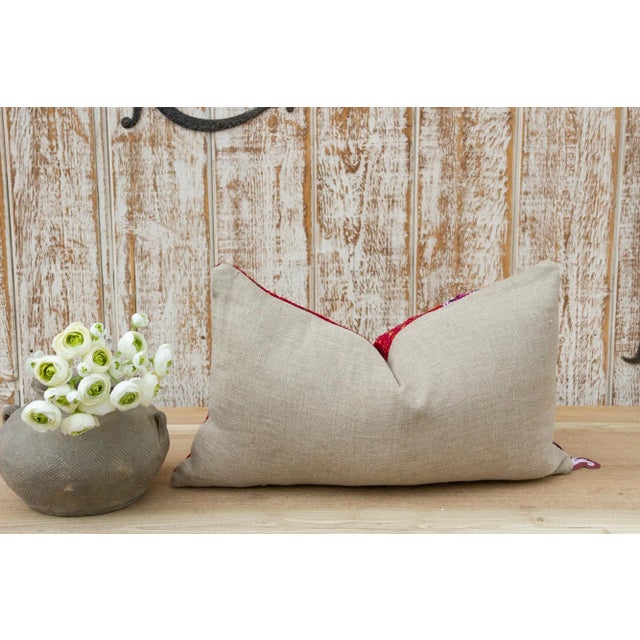 Red Suta Antique Tribal Grain Sack Pillow For Sale - Image 8 of 10