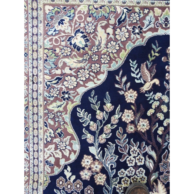 Blue Mid-20th Century Silk Tapestry Rug For Sale - Image 8 of 11