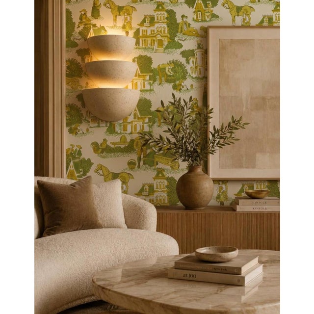 United DeSoto Vintage 1970s Colonial American 19th Century Village Toile Motif Wallcovering For Sale - Image 15 of 15