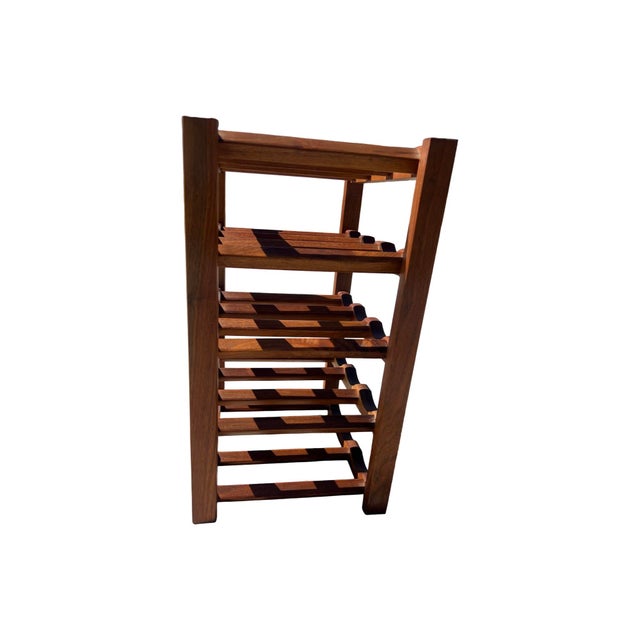 Brown Vintage Mid Century Modern Solid Walnut Wine Rack 15 Bottle For Sale - Image 8 of 8