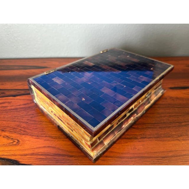 Brass Tessellated Horn Jewelry Box For Sale - Image 8 of 12