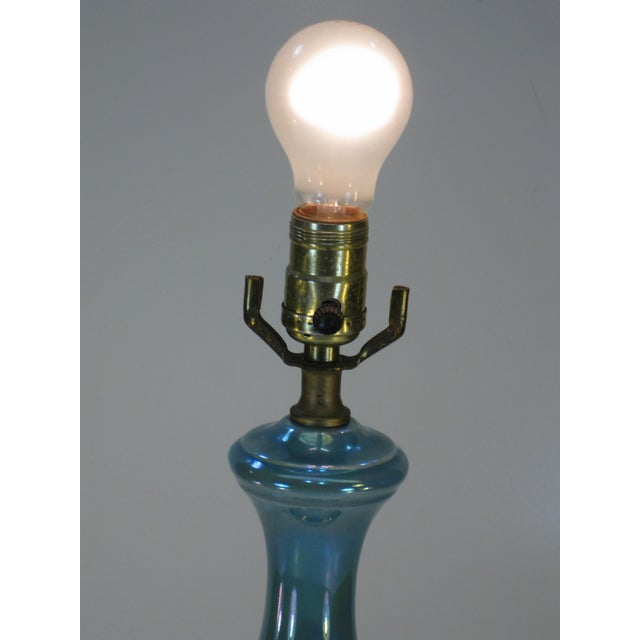 Neoclassical Mid 20th Century Neoclassical Fantasy, Sea Foam Blue, Porcelain Pale Blue Luster Table Lamp For Sale - Image 3 of 7