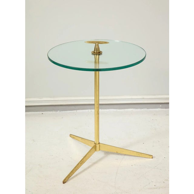 Midcentury Italian Table on Brass Tripod Base For Sale - Image 4 of 7