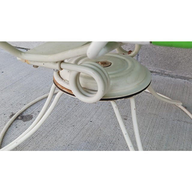 Vintage Homecrest Swivel Rocker Green and White Vinyl Patio Chairs a