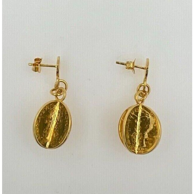 Early 21st Century Vintage Genuine Real Dollar Coin Yellow Gold Vermeil Sterling Silver Charm Drop, A Pair For Sale - Image 5 of 10