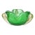 Vintage Murano Seguso Vetri d'Arte Gold Flecks Green Sommerso Bubbles Italian Art Glass Bowl Ashtray For Sale