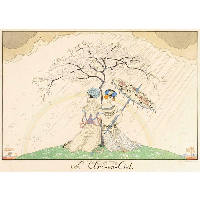This is one of the artworks in the portfolio 'Le Bonheur du Jour', by George Barbier. Passepartout included : 34 x 49 cm...