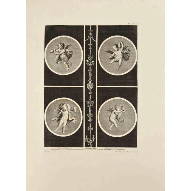 Cupid in Four Seasons from "Antiquities of Herculaneum" is an etching on paper realized by Nicola Billy in the 18th...