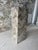 Contemporary Gray Stone Herringbone Pedestal With Sculptural Geometric Inlay For Sale - Image 3 of 9
