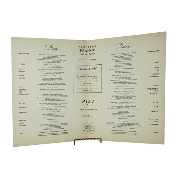 S S France 1963-1964: Rare 36-Menu Complete Holiday Voyage Collection | Louis Le Breton, Jean Carzou, Georges Rohner | First Class Ocean Liner For Sale - Image 9 of 18