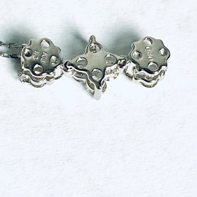 1990s Eighteen Karat White Gold Linear 0.30 Carat Diamond 16.63 Inch Necklace Pendant For Sale - Image 4 of 6