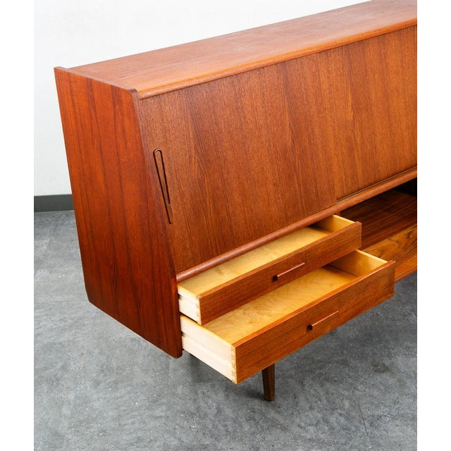 Mid Century Danish Modern Credenza Sideboard Central Bar Teak MCM 6 Drawers 78" For Sale - Image 9 of 12