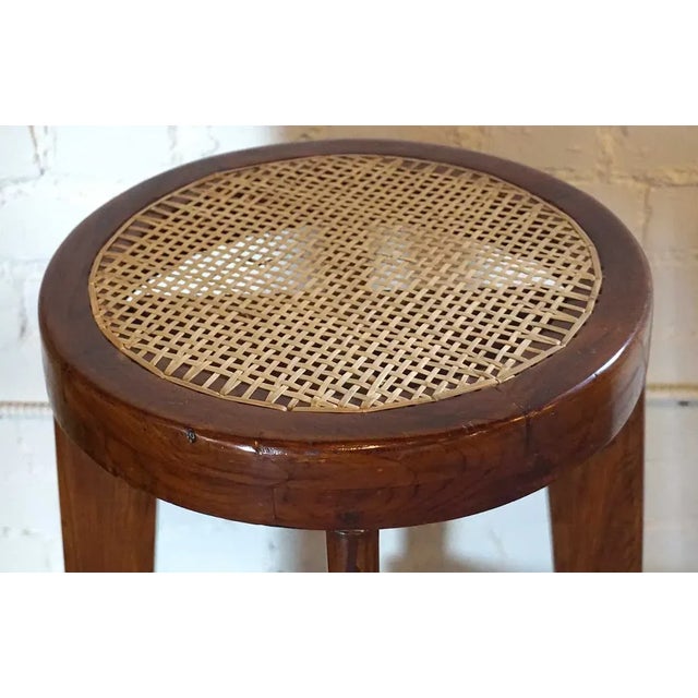 Pierre Jeanneret Caned Teak Bar Stool from Chandigarh, India For Sale In Denver - Image 6 of 8