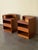 Elegant pair of Danish Mid-Century Modern teak nightstands by Brouer, crafted in Denmark in the 1960s. These sculptural...