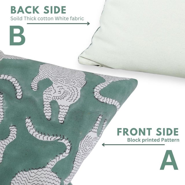 Fabdivine Handmade Block Print Thick Cotton White Lumber Pillow Covers 12x20inches-Mushak Raaj Design For Sale - Image 4 of 9