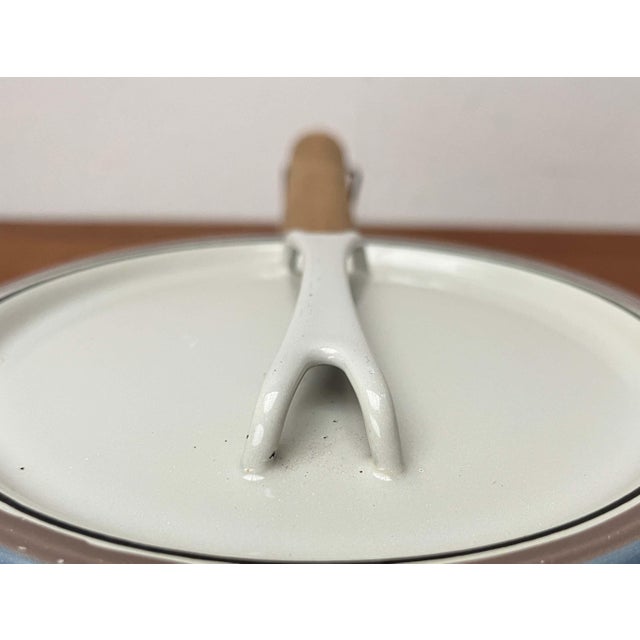 Mid-Century Modern Enamel Bowl and Pot with Teak Handle by Seppo Mallat for Finel, 1960s, Set of 2 For Sale - Image 17 of 18