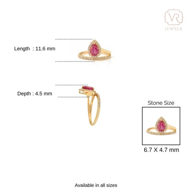 Ruby Red 1 Carat Flaoting Ruby Diamond Halo Contemporary Ring in 14k Yellow Gold Size 6.5 For Sale - Image 8 of 11