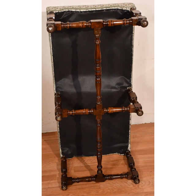 1900s Antique Jacobian Revival Walnut Turned Legs Window Bench / New Upholstery For Sale - Image 13 of 13