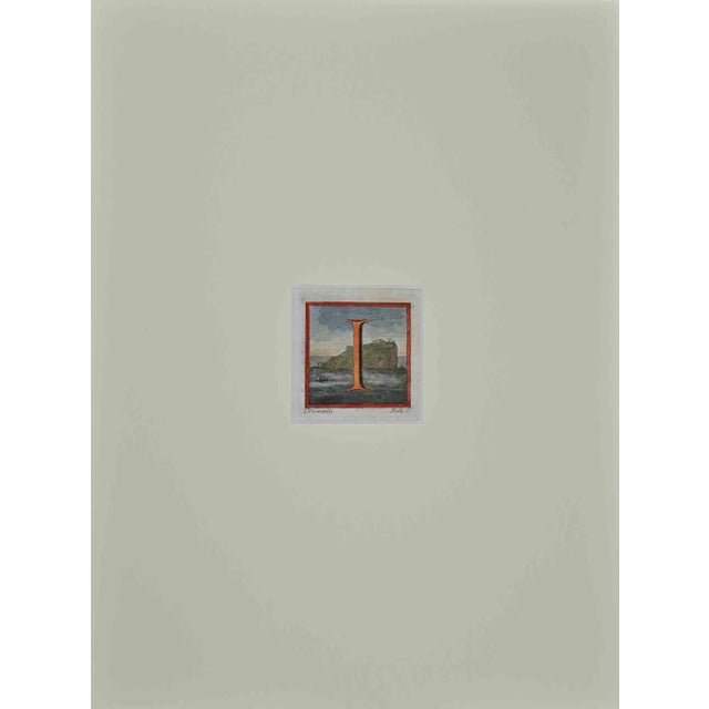 Antiquities of herculaneum - alphabet , from the series "antiquities of herculaneum", is an original hand watercolored...