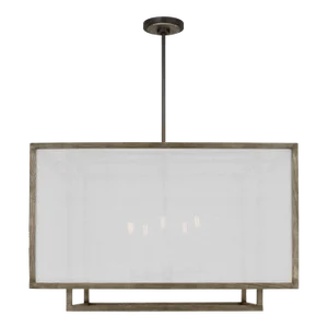 Thom Filicia by Visual Comfort Studio Brockway 5-Light Extra Large Lantern Pendant in Weathered Oak Wood