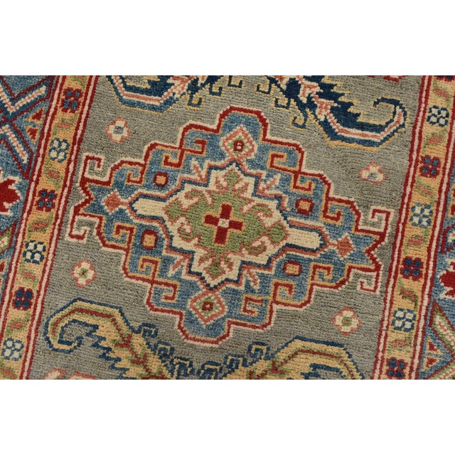Textile Kazak Runner 2’8” X 10′ Gray Wool Tribal Hand-Knotted Oriental Rug For Sale - Image 7 of 13