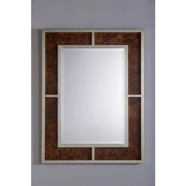 French Bedford Silver Whiskey Burl Mirror For Sale - Image 3 of 5