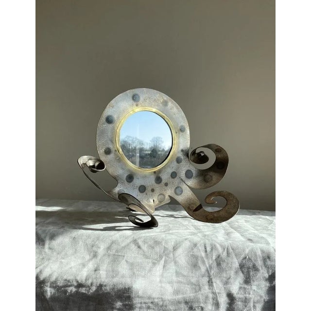 Brutalist Steel and Brass Squid Mirror, 1960s For Sale - Image 5 of 10