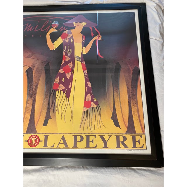 Vintage Philippe Sommer Framed Poster Chateau Lapeyre French Wine
