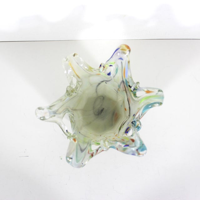 White Mid 20th Century Colorful Murano Art Glass Vase Bowl in Handkerchief or Splash Shape Hand Blown For Sale - Image 8 of 11