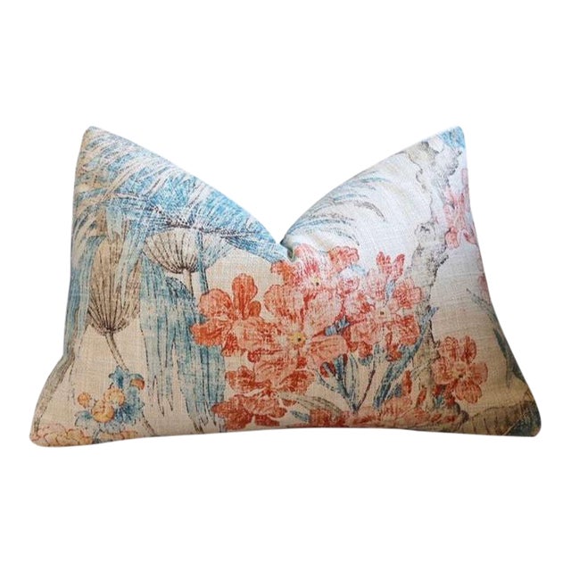 Peach + Teal Tropical Lumbar Pillow Cover 12x18 Chairish
