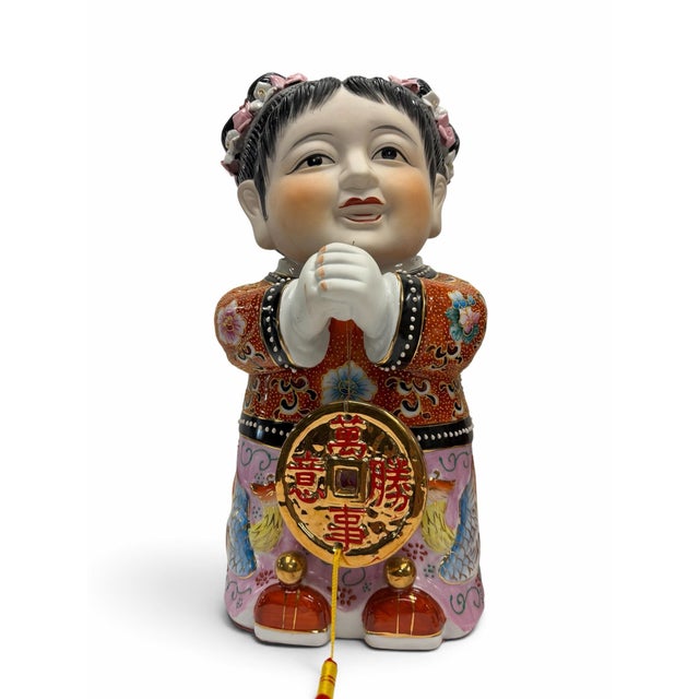 Add a grand, auspicious focal point to your mantle, entryway, or console with this striking pair of large 16-inch vintage...