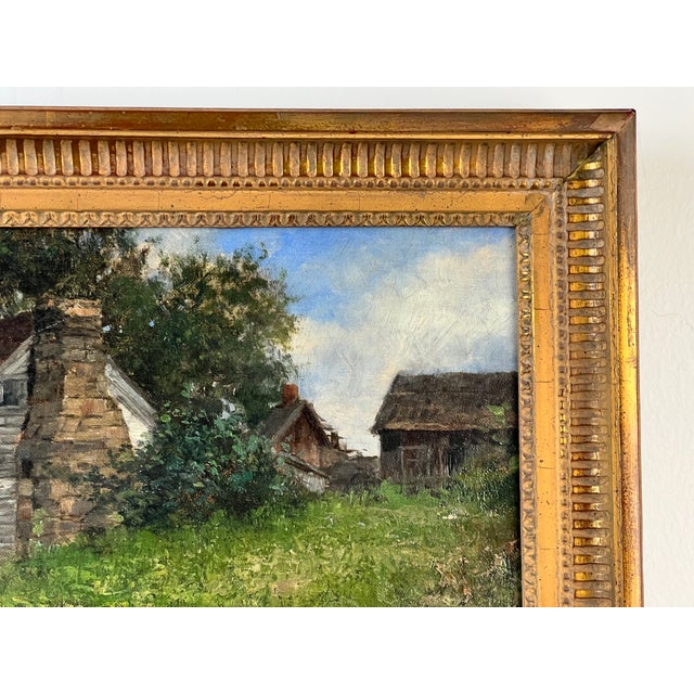 Antique American School Farmstead Landscape Oil Painting, Circa 1900 For Sale In Boston - Image 6 of 9